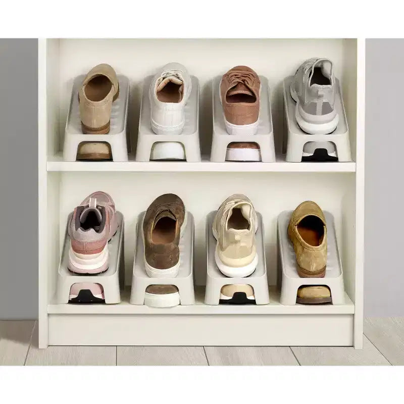 Organiseur à Chaussures Compact et Gain de Place, 6 Paires – Polypropylène Blanc Cassé, Autonome