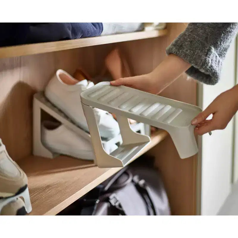 Organiseur à Chaussures Compact et Gain de Place, 6 Paires – Polypropylène Blanc Cassé, Autonome
