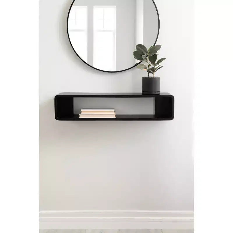 Étagère flottante murale – 76 cm (l) x 16,5 cm (P) x 16,5 cm (H), noire, matériel de montage inclus