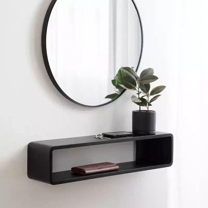 Étagère flottante murale – 76 cm (l) x 16,5 cm (P) x 16,5 cm (H), noire, matériel de montage inclus