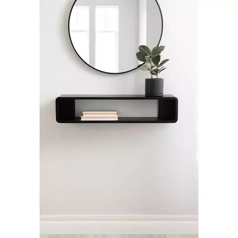 Étagère flottante murale – 76 cm (l) x 16,5 cm (P) x 16,5 cm (H), noire, matériel de montage inclus