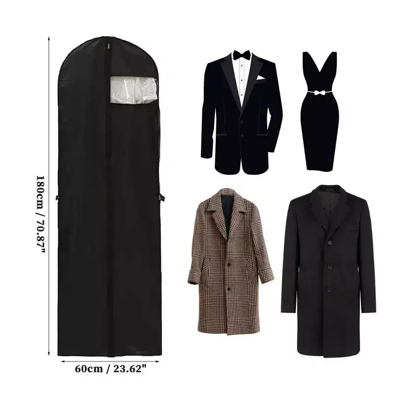 Housse à vêtements PEVA avec poignée – 60 cm L x 180 cm H, supporte jusqu'à 27 kg