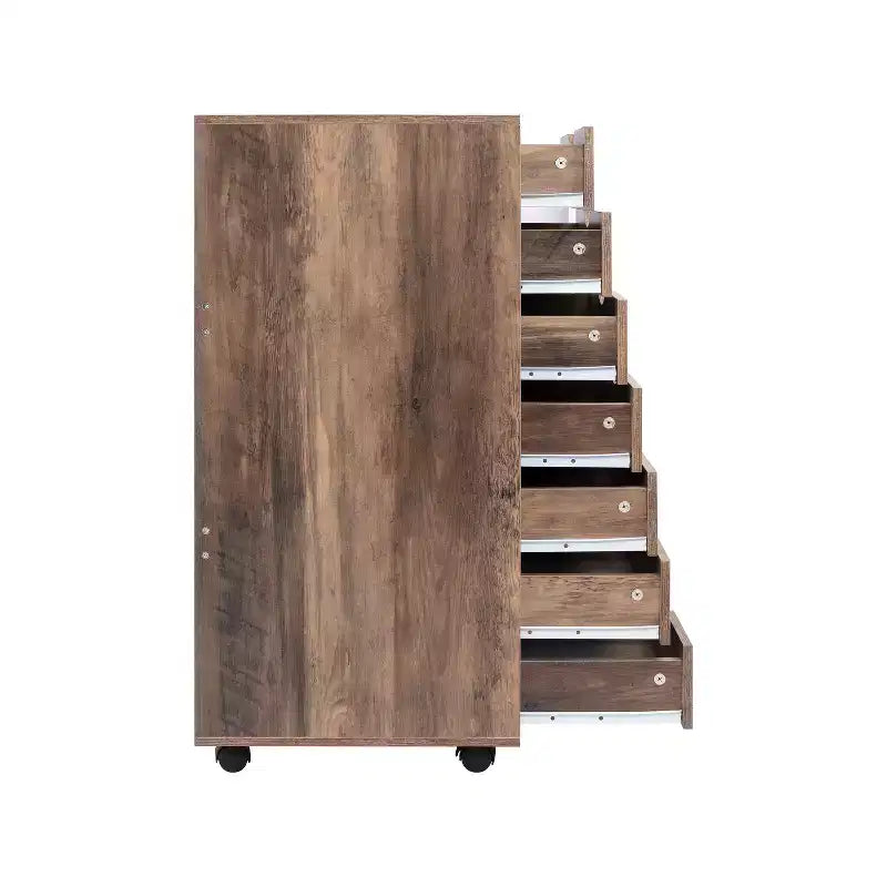 Meuble de rangement de bureau à 7 tiroirs sur roulettes – 81,8 cm H x 48 cm L x 39,9 cm P, en bois