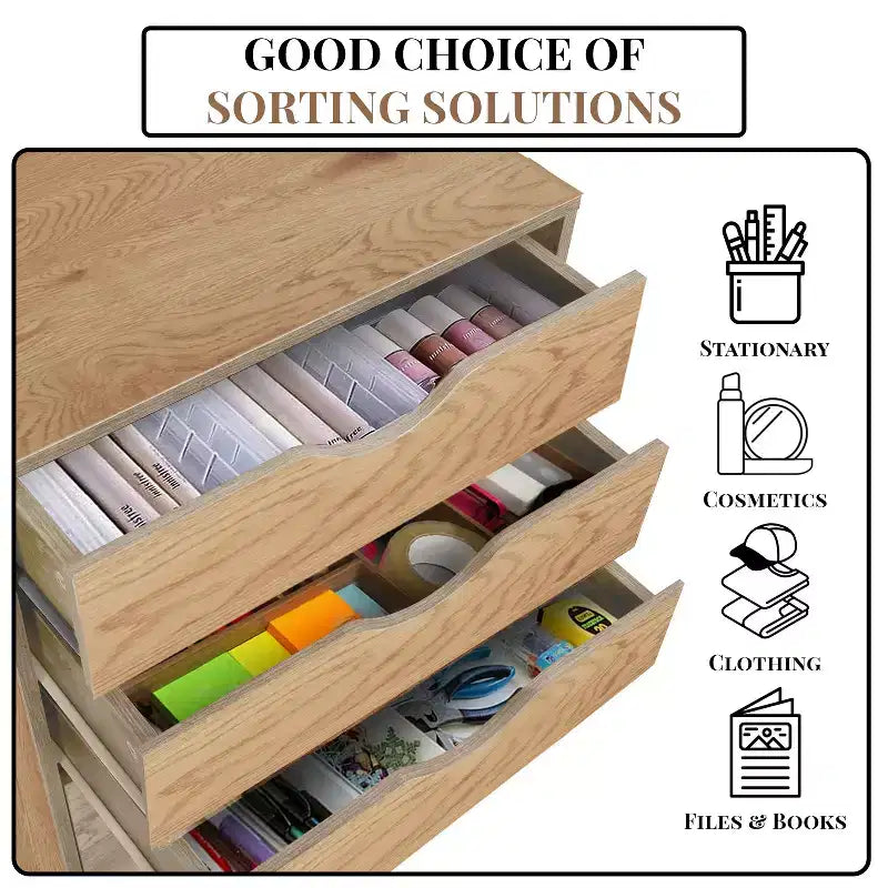 Meuble de rangement de bureau à 7 tiroirs sur roulettes – 81,8 cm H x 48 cm L x 39,9 cm P, en bois
