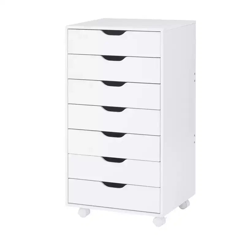 Meuble de rangement de bureau à 7 tiroirs sur roulettes – 81,8 cm H x 48 cm L x 39,9 cm P, en bois