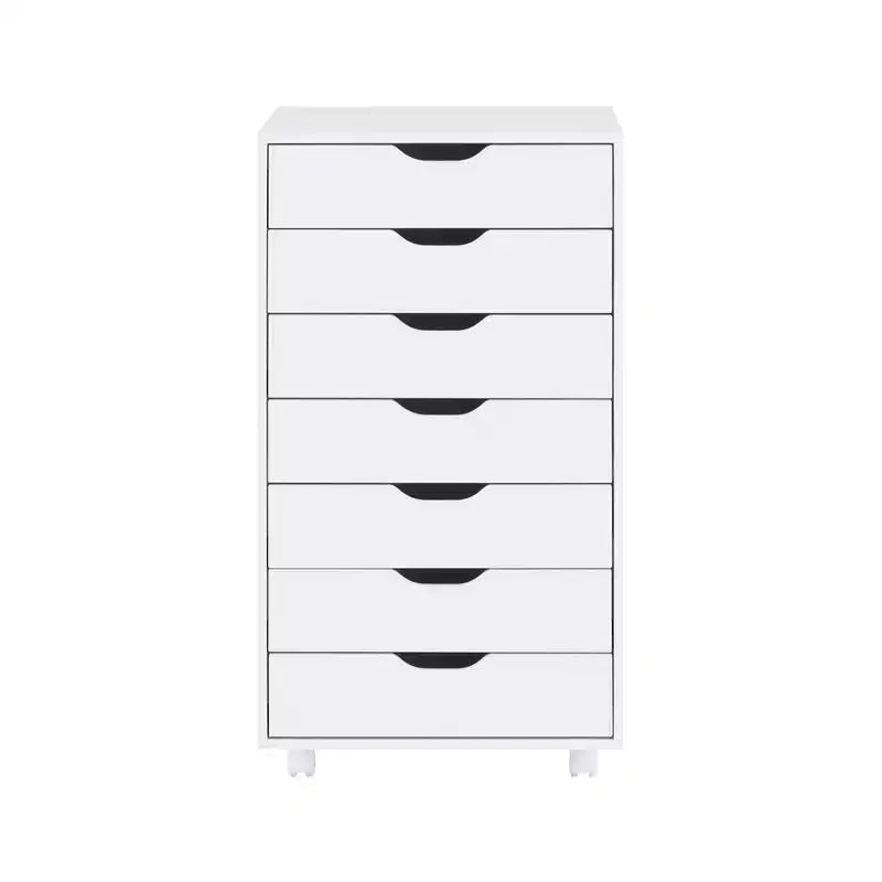 Meuble de rangement de bureau à 7 tiroirs sur roulettes – 81,8 cm H x 48 cm L x 39,9 cm P, en bois