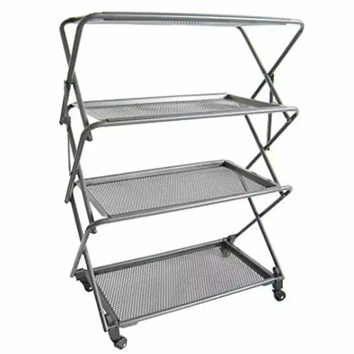 Zenithen Limited Four Shelf Folding Rack with Fold-Away Wheels