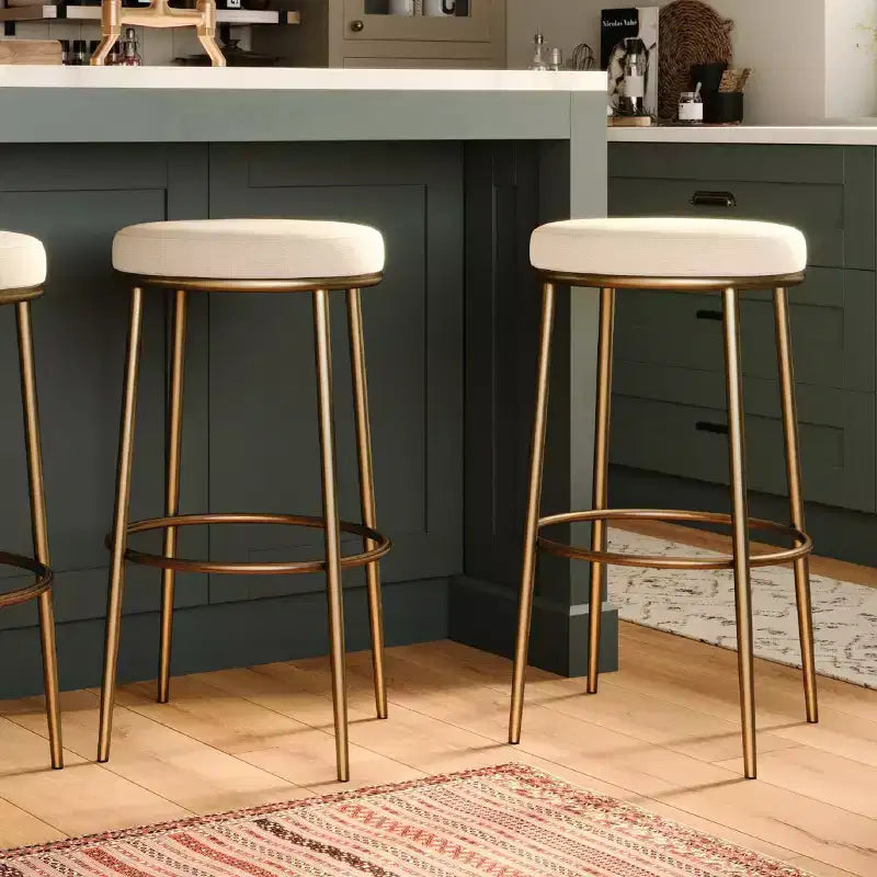 Tabouret de bar en métal sans dossier avec assise rembourrée en tissu – Hauteur d'assise 78,7 cm, 40 cm l. x 41 cm P.