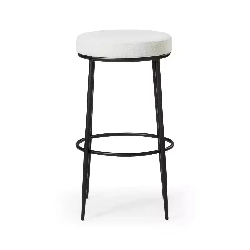 Tabouret de bar en métal sans dossier avec assise rembourrée en tissu – Hauteur d'assise 78,7 cm, 40 cm l. x 41 cm P.