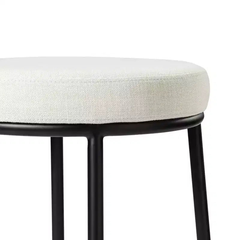 Tabouret de bar en métal sans dossier avec assise rembourrée en tissu – Hauteur d'assise 78,7 cm, 40 cm l. x 41 cm P.