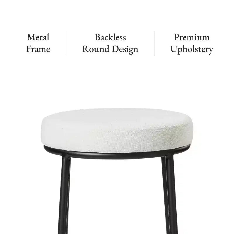 Tabouret de bar en métal sans dossier avec assise rembourrée en tissu – Hauteur d'assise 78,7 cm, 40 cm l. x 41 cm P.