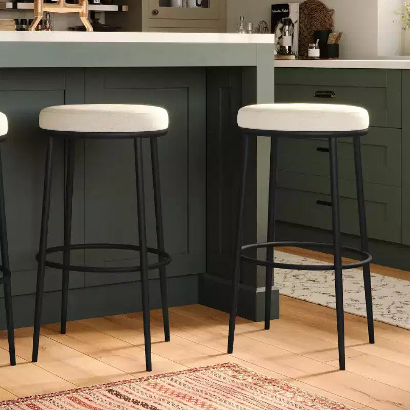 Tabouret de bar en métal sans dossier avec assise rembourrée en tissu – Hauteur d'assise 78,7 cm, 40 cm l. x 41 cm P.