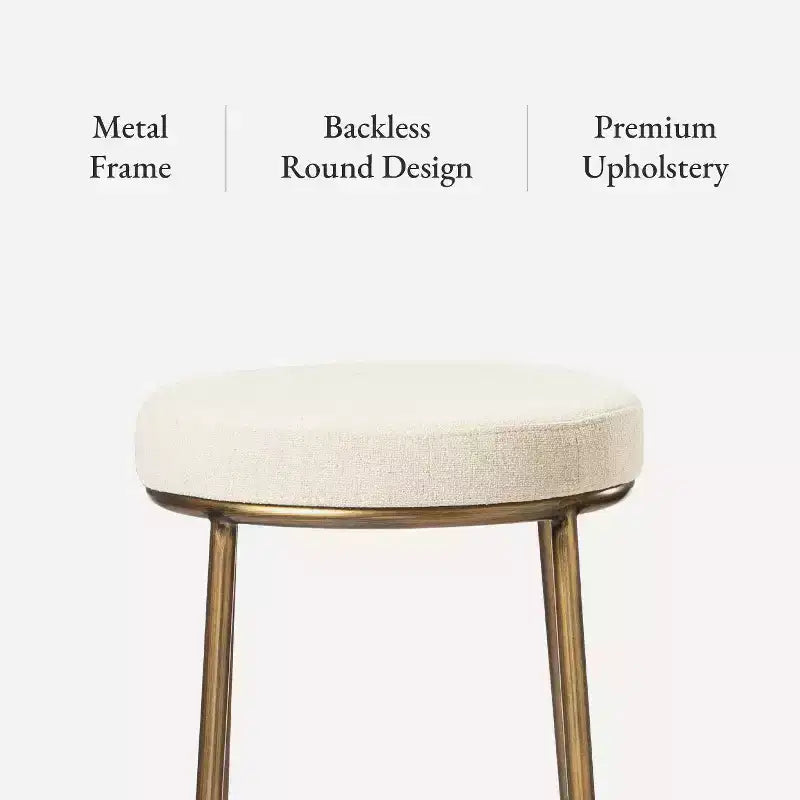 Tabouret de bar en métal sans dossier avec assise rembourrée en tissu – Hauteur d'assise 78,7 cm, 40 cm l. x 41 cm P.