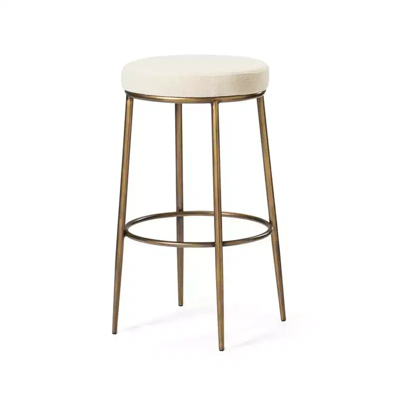 Tabouret de bar en métal sans dossier avec assise rembourrée en tissu – Hauteur d'assise 78,7 cm, 40 cm l. x 41 cm P.