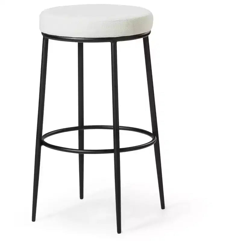 Tabouret de bar en métal sans dossier avec assise rembourrée en tissu – Hauteur d'assise 78,7 cm, 40 cm l. x 41 cm P.