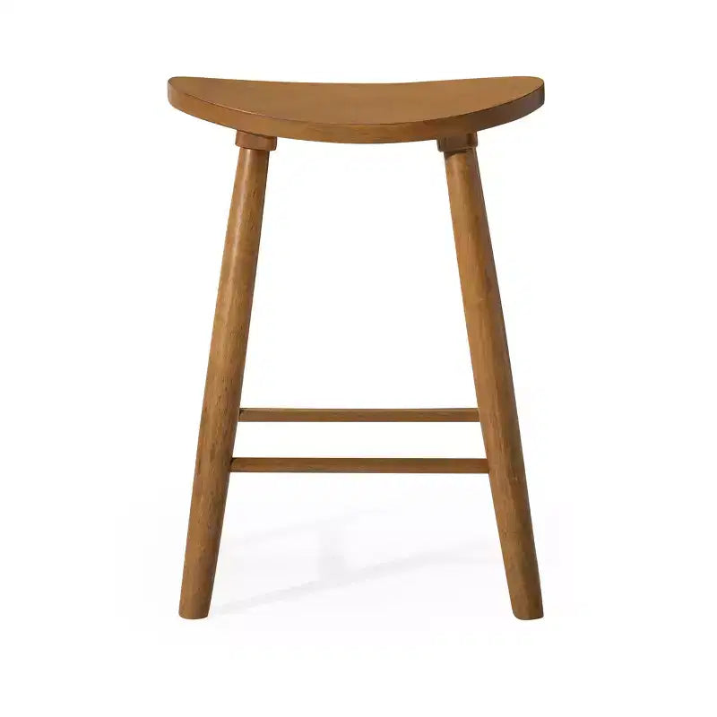 Tabouret de comptoir sans dossier en bois avec siège en similicuir – 63,5 cm H, assise 46 cm L x 33 cm P