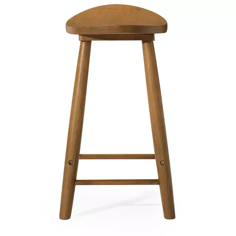 Tabouret de comptoir sans dossier en bois avec siège en similicuir – 63,5 cm H, assise 46 cm L x 33 cm P