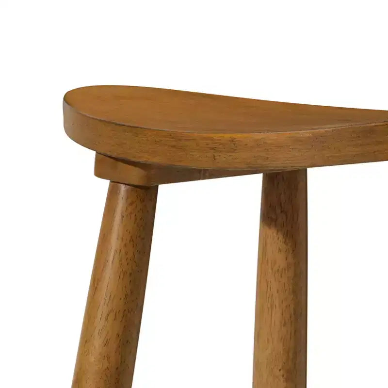 Tabouret de comptoir sans dossier en bois avec siège en similicuir – 63,5 cm H, assise 46 cm L x 33 cm P