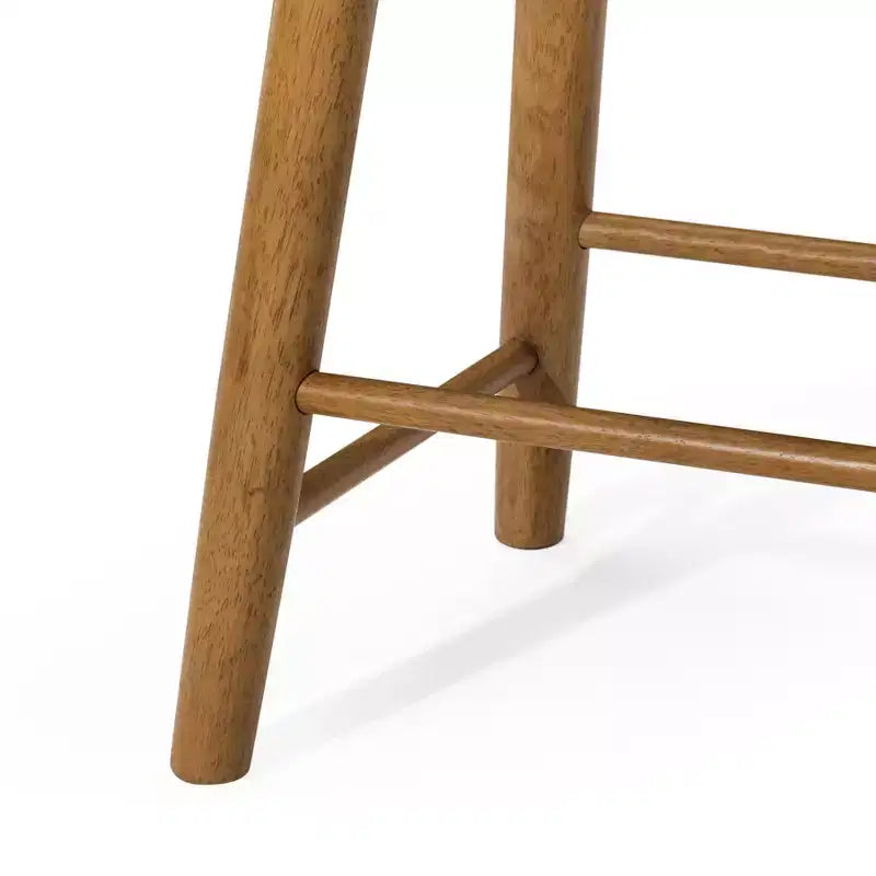 Tabouret de comptoir sans dossier en bois avec siège en similicuir – 63,5 cm H, assise 46 cm L x 33 cm P