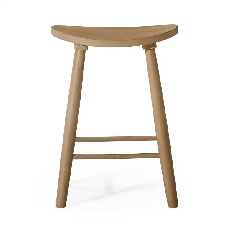 Tabouret de comptoir sans dossier en bois avec siège en similicuir – 63,5 cm H, assise 46 cm L x 33 cm P