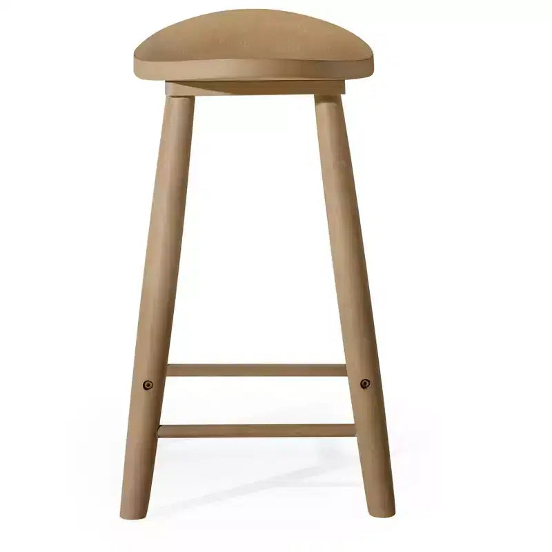 Tabouret de comptoir sans dossier en bois avec siège en similicuir – 63,5 cm H, assise 46 cm L x 33 cm P