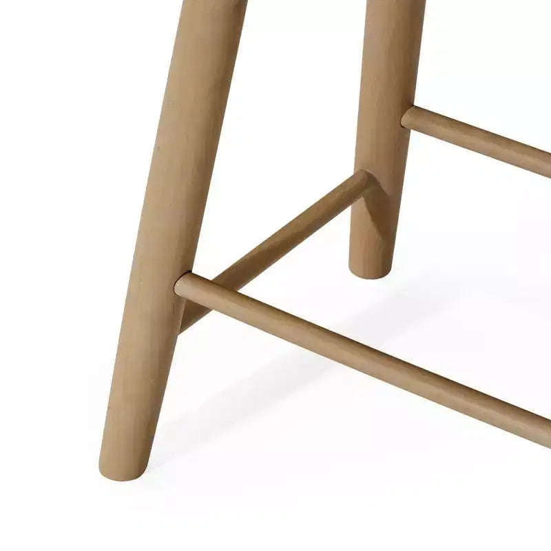 Tabouret de comptoir sans dossier en bois avec siège en similicuir – 63,5 cm H, assise 46 cm L x 33 cm P