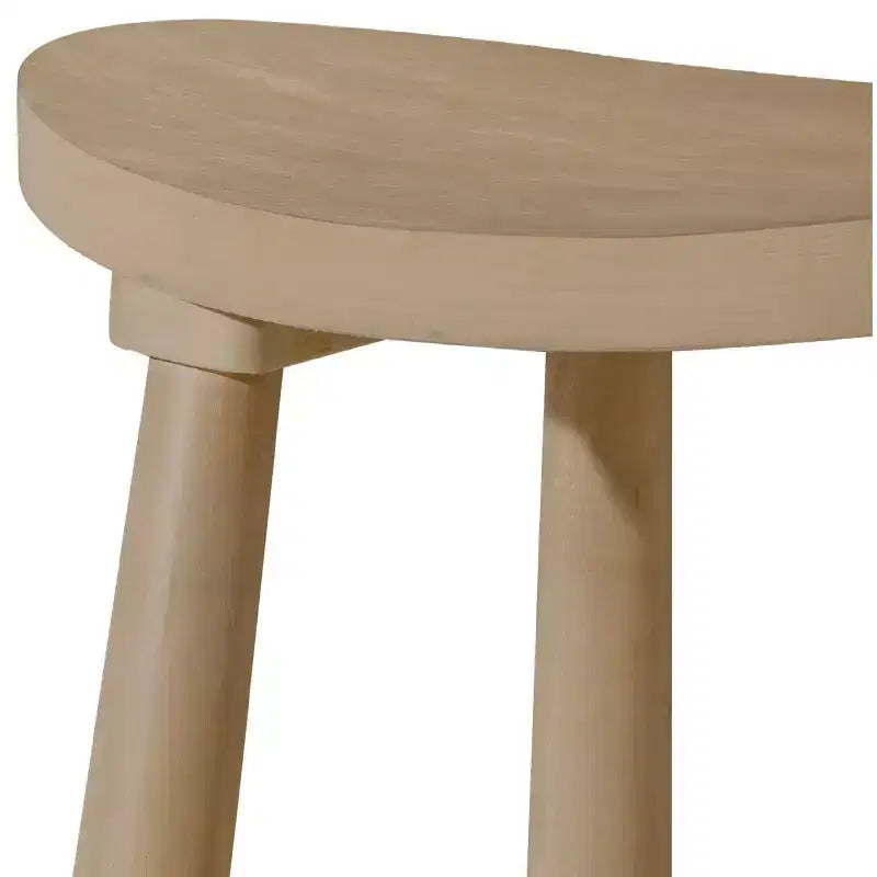 Tabouret de comptoir sans dossier en bois avec siège en similicuir – 63,5 cm H, assise 46 cm L x 33 cm P