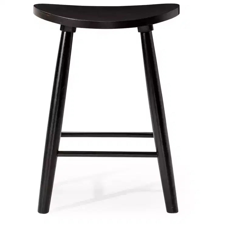 Tabouret de comptoir sans dossier en bois avec siège en similicuir – 63,5 cm H, assise 46 cm L x 33 cm P