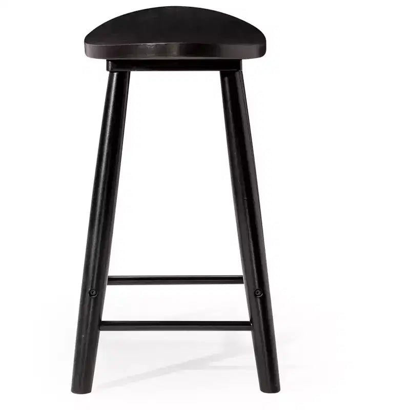 Tabouret de comptoir sans dossier en bois avec siège en similicuir – 63,5 cm H, assise 46 cm L x 33 cm P