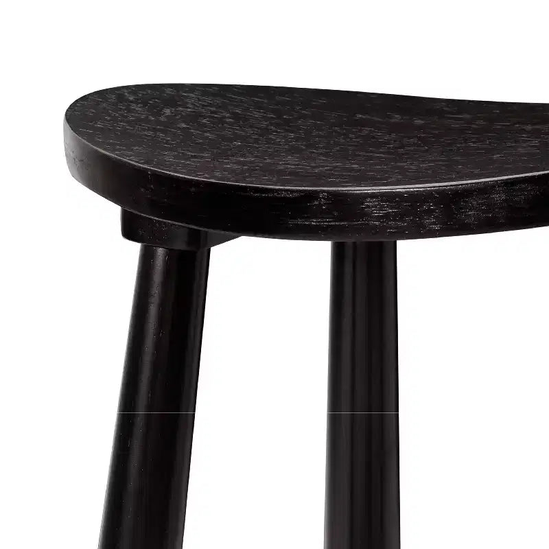 Tabouret de comptoir sans dossier en bois avec siège en similicuir – 63,5 cm H, assise 46 cm L x 33 cm P