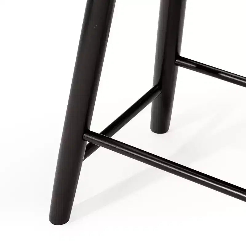 Tabouret de comptoir sans dossier en bois avec siège en similicuir – 63,5 cm H, assise 46 cm L x 33 cm P