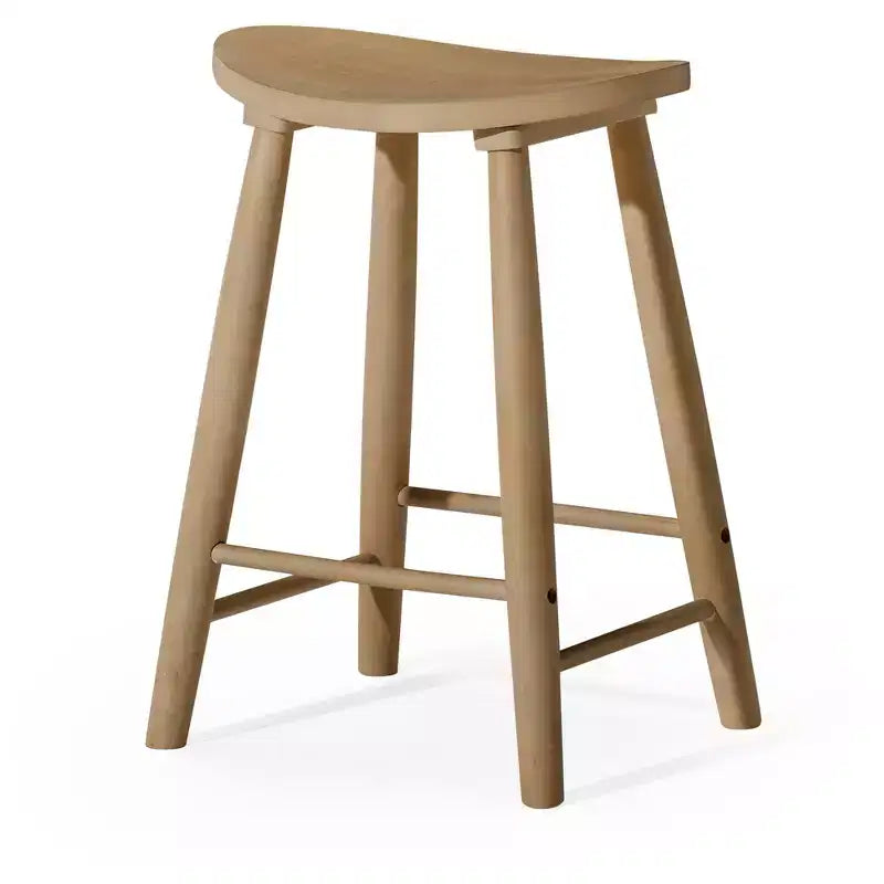 Tabouret de comptoir sans dossier en bois avec siège en similicuir – 63,5 cm H, assise 46 cm L x 33 cm P