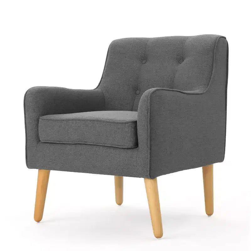 Fauteuil d'appoint en tissu capitonné avec pieds en bois de bouleau – 77,5 cm (H) x 75 cm (l) x 63,5 cm (P)