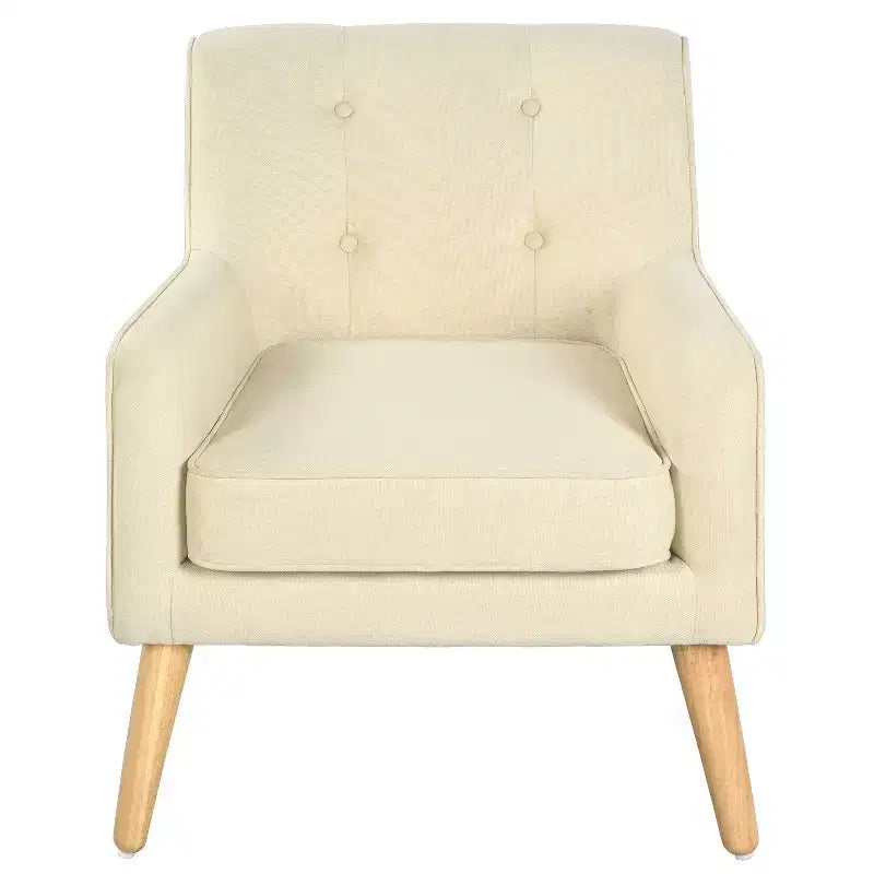 Fauteuil d'appoint en tissu capitonné avec pieds en bois de bouleau – 77,5 cm (H) x 75 cm (l) x 63,5 cm (P)