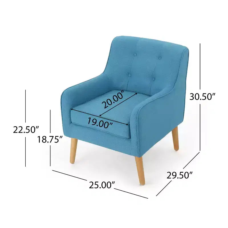 Fauteuil d'appoint en tissu capitonné avec pieds en bois de bouleau – 77,5 cm (H) x 75 cm (l) x 63,5 cm (P)