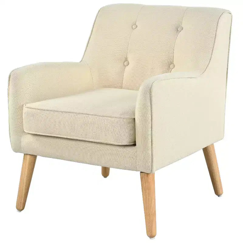 Fauteuil d'appoint en tissu capitonné avec pieds en bois de bouleau – 77,5 cm (H) x 75 cm (l) x 63,5 cm (P)