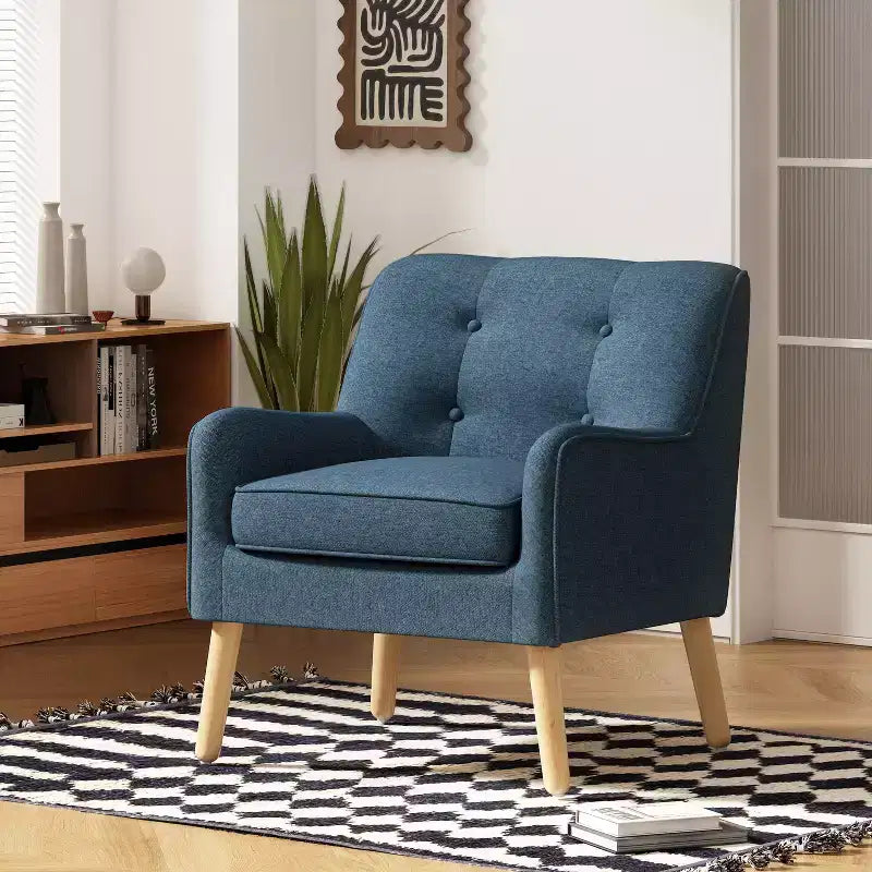 Fauteuil d'appoint en tissu capitonné avec pieds en bois de bouleau – 77,5 cm (H) x 75 cm (l) x 63,5 cm (P)