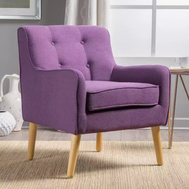 Fauteuil d'appoint en tissu capitonné avec pieds en bois de bouleau – 77,5 cm (H) x 75 cm (l) x 63,5 cm (P)