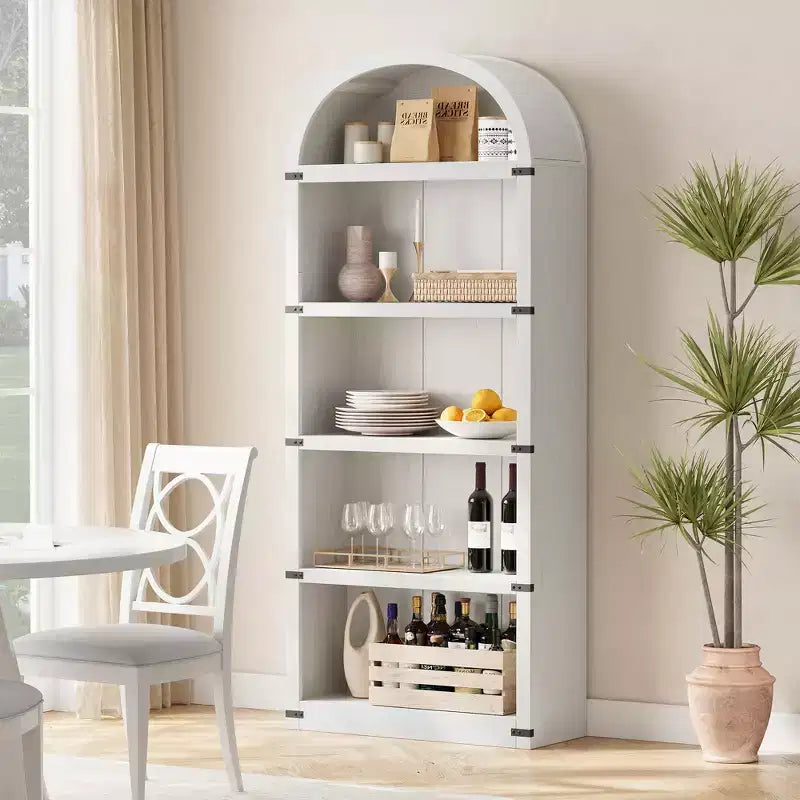 Bibliothèque arquée à 5 étagères – 182,1 cm H x 75,9 cm L x 30,2 cm P, MDF