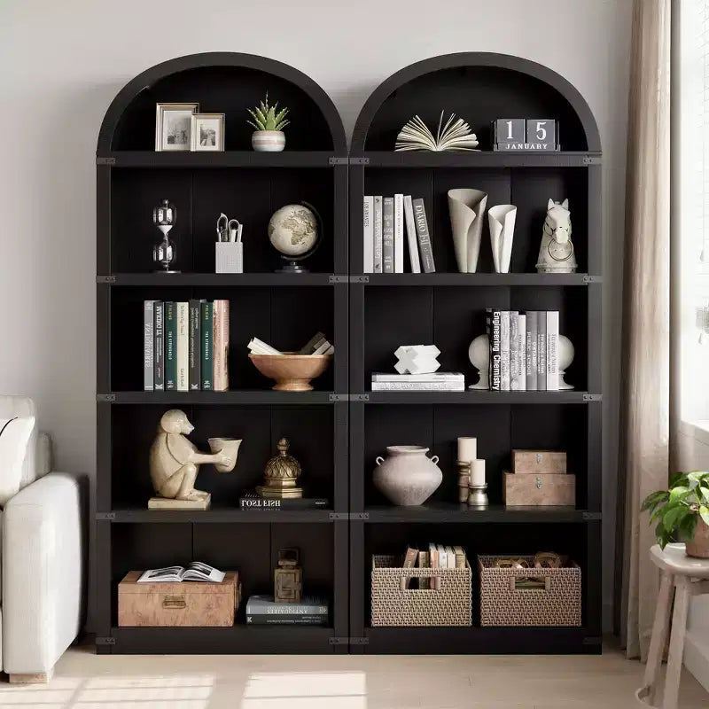 Bibliothèque arquée à 5 étagères – 182,1 cm H x 75,9 cm L x 30,2 cm P, MDF