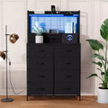 11-Drawer Industrial Dresser for Bedroom, Fabric Storage Organizer Chest of Drawers for Bedroom Living Room Hallway Entryway