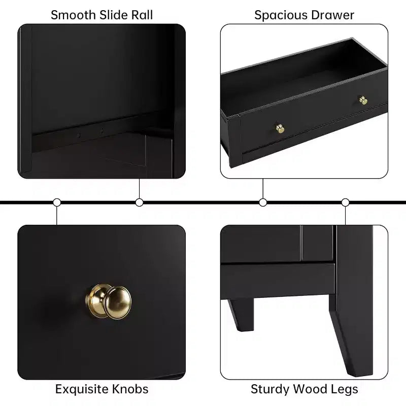 Commode haute en bois à 5 tiroirs avec poignées métalliques – 39,9 cm P x 80 cm L x 108 cm H