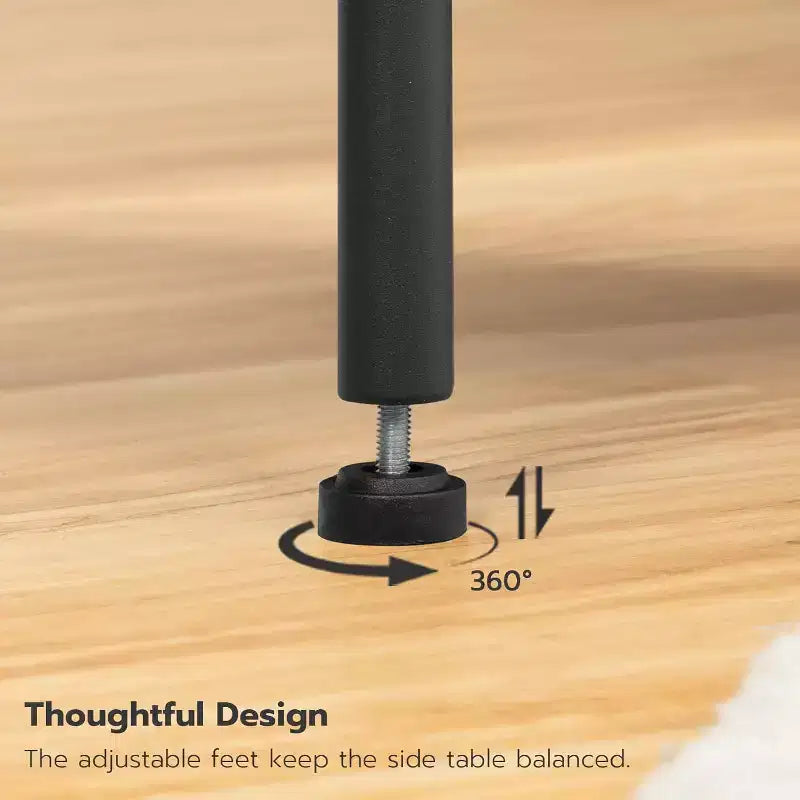 Table d'appoint avec station de recharge, 2 étagères ouvertes – 55 cm (H) x 38 cm (l) x 28 cm (P)