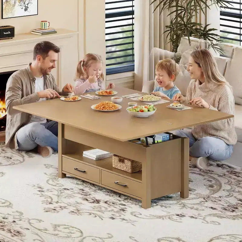Table basse relevable avec rangement – 64,8 cm (H) x 100,1 cm (l) x 50 cm (P), bois composite