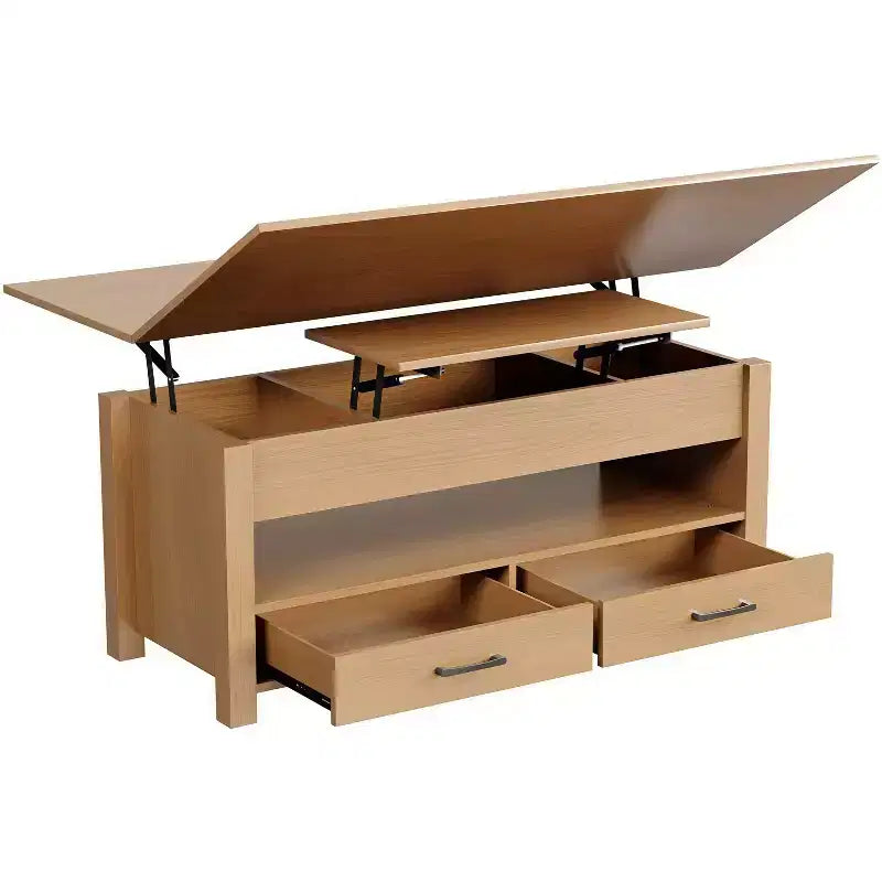 Table basse relevable avec rangement – 64,8 cm (H) x 100,1 cm (l) x 50 cm (P), bois composite