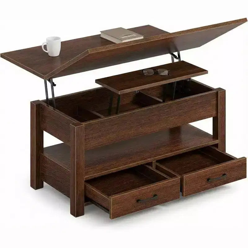 Table basse relevable avec rangement – 64,8 cm (H) x 100,1 cm (l) x 50 cm (P), bois composite