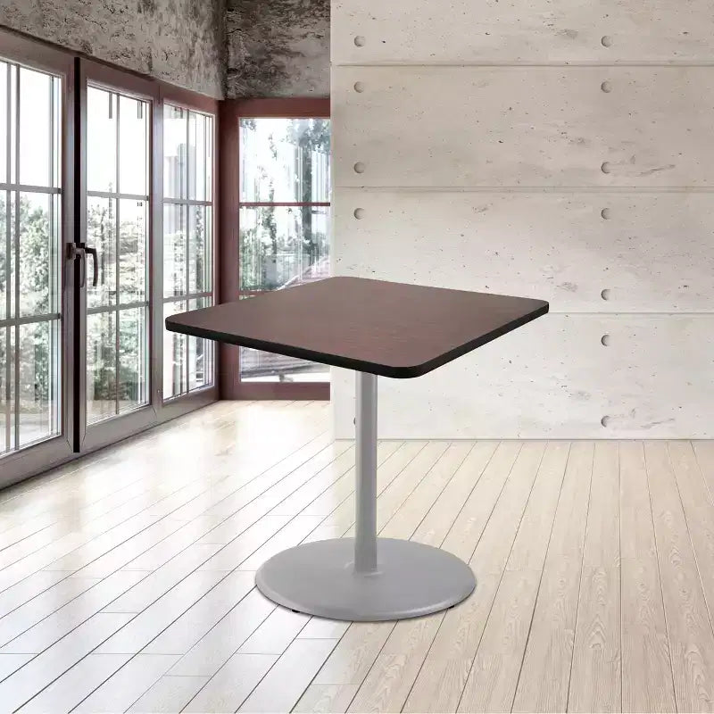 Table à manger carrée 36 po – Gris/Acajou, style café
