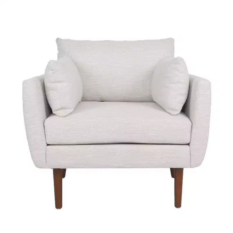 Fauteuil Club capitonné avec 2 coussins décoratifs et pieds en bois de bouleau – 95,25 cm (L) x 75,56 cm (P) x 86,36 cm (H), 136 kg