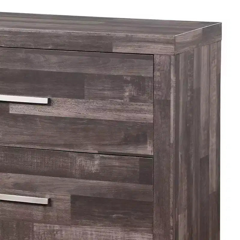 Commode à 6 tiroirs au fini chêne foncé – 38"H x 16"L x 60"P, MDF et placage