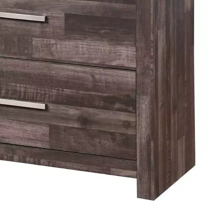 Commode à 6 tiroirs au fini chêne foncé – 38"H x 16"L x 60"P, MDF et placage